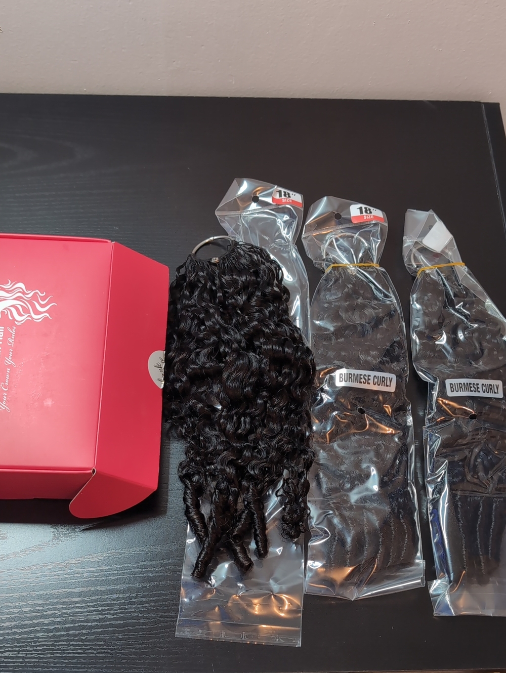 18 In 180 G Burmese Curly Feather Crochet Human Hair Natural Black
